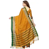 Yellow Cotton Silk Solid Saree with Blouse piece-thumb1