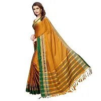 Yellow Cotton Silk Solid Saree with Blouse piece-thumb2