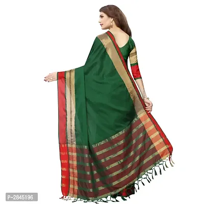 Green Cotton Silk Solid Saree with Blouse piece-thumb2