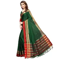 Green Cotton Silk Solid Saree with Blouse piece-thumb2