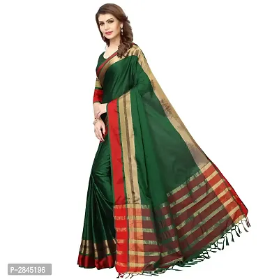 Green Cotton Silk Solid Saree with Blouse piece-thumb3