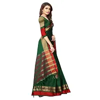 Green Cotton Silk Solid Saree with Blouse piece-thumb3
