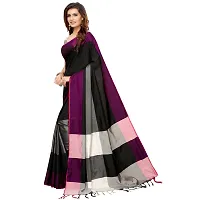 Black Cotton Silk Saree with Blouse piece-thumb2