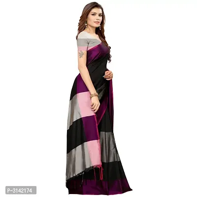 Black Cotton Silk Saree with Blouse piece-thumb4