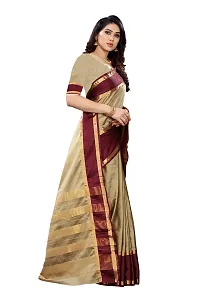 VJ FASHION Woven Cotton Silk Saree With Blouse Piece_Freesize_Beige-thumb2