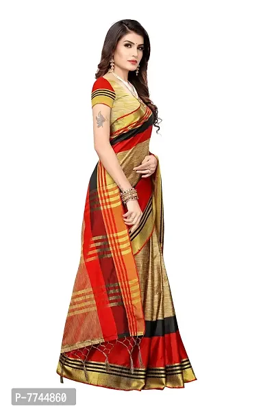 VJ Fashion Women's Woven Silk Blend Saree With Blouse Piece (VJS1175-(2)_Red)-thumb3