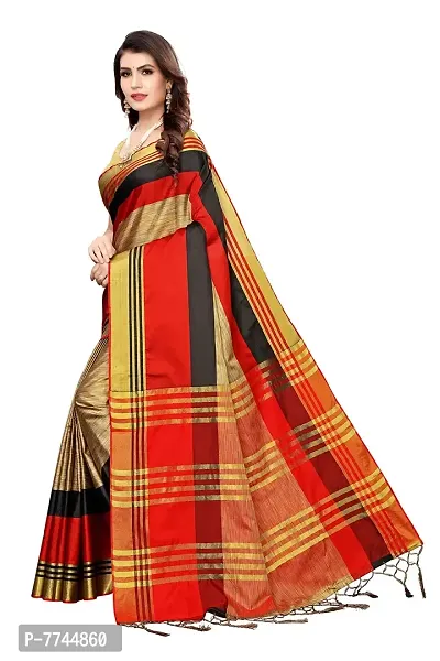 VJ Fashion Women's Woven Silk Blend Saree With Blouse Piece (VJS1175-(2)_Red)-thumb2