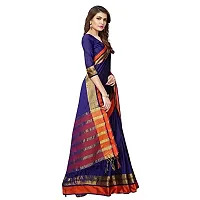 VJ Fashion Women's Cotton Silk Saree with Blouse Piece (Blue)-thumb2