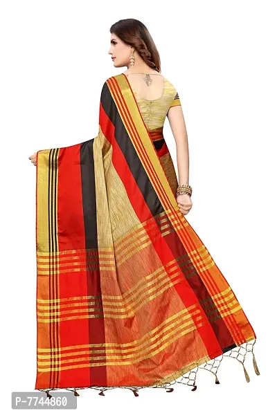 VJ Fashion Women's Woven Silk Blend Saree With Blouse Piece (VJS1175-(2)_Red)-thumb4