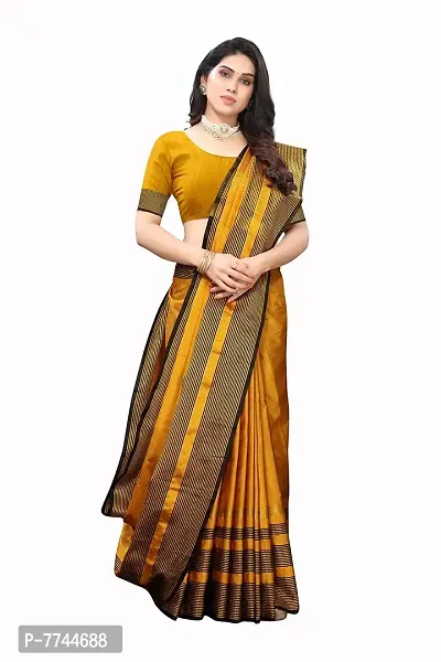 VJ Fashion Women's Cotton Silk Saree With Blouse Piece (VJS1815-(1)_Mustard Yellow)-thumb4