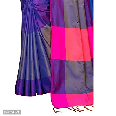 VJ Fashion Women's Cotton Silk Saree With Blouse Piece (VJS1297_Blue)-thumb3