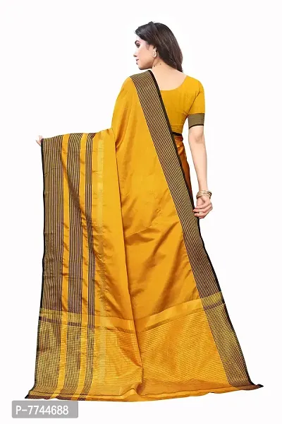 VJ Fashion Women's Cotton Silk Saree With Blouse Piece (VJS1815-(1)_Mustard Yellow)-thumb3