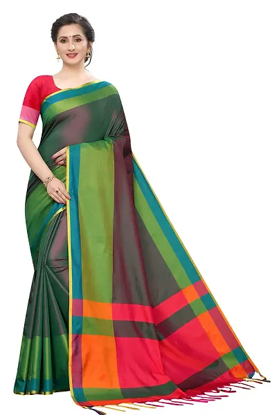 VJ FASHION Women Cotton Silk Saree With Blouse Piece_freesize