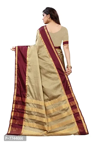 VJ FASHION Woven Cotton Silk Saree With Blouse Piece_Freesize_Beige-thumb4