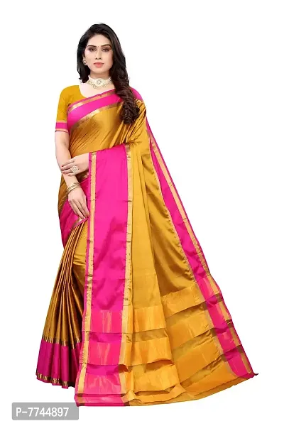 VJ FASHION Woven Cotton Silk Saree With Blouse Piece_Freesize-thumb0