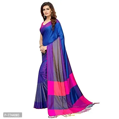 VJ Fashion Women's Cotton Silk Saree With Blouse Piece (VJS1297_Blue)-thumb4