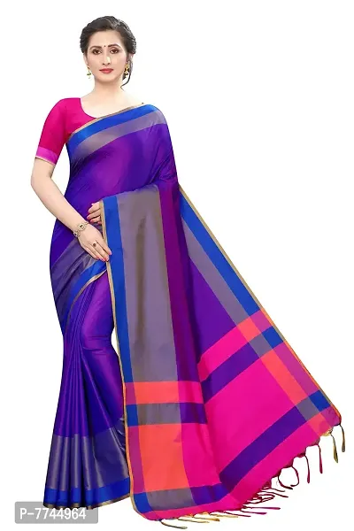 VJ FASHION Women's Solid Cotton Silk Saree With Blouse Piece_freesize_RoyalBlue