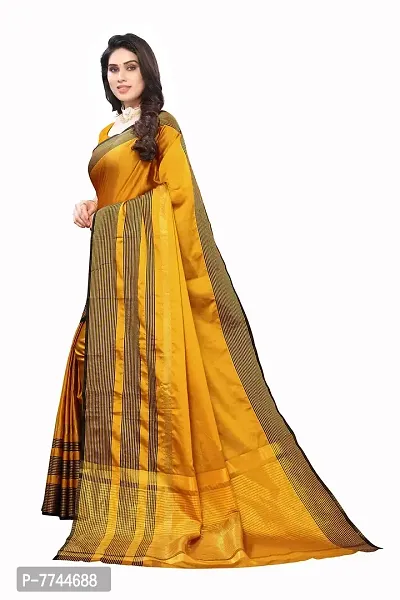 VJ Fashion Women's Cotton Silk Saree With Blouse Piece (VJS1815-(1)_Mustard Yellow)-thumb2