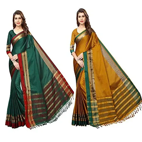 VJ Fashion Women Silk Saree With Blouse Piece (COMBO-32_Rama Musterd)