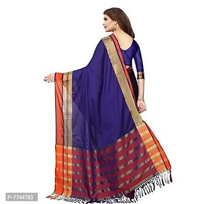 VJ Fashion Women's Cotton Silk Saree with Blouse Piece (Blue)-thumb4