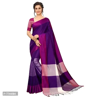 VJ Fashion Women's Cotton Silk Saree with Blouse Piece (VJS1326, Purple)