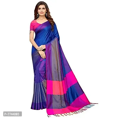 VJ Fashion Women's Cotton Silk Saree With Blouse Piece (VJS1297_Blue)-thumb0