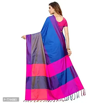 VJ Fashion Women's Cotton Silk Saree With Blouse Piece (VJS1297_Blue)-thumb2