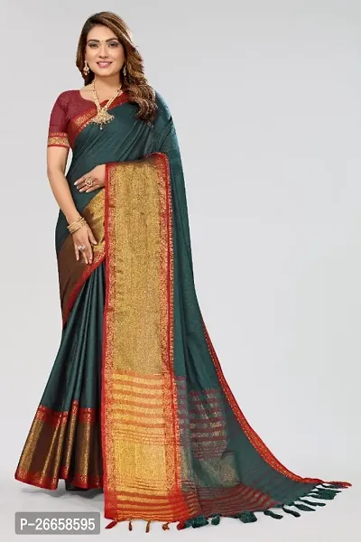 Classic Cotton Saree with Blouse piece for women-thumb0