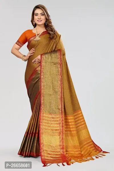 Classic Cotton Saree with Blouse piece for women-thumb0