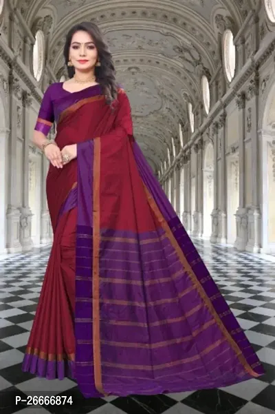 Classic Cotton Silk Saree with Blouse piece for women-thumb0