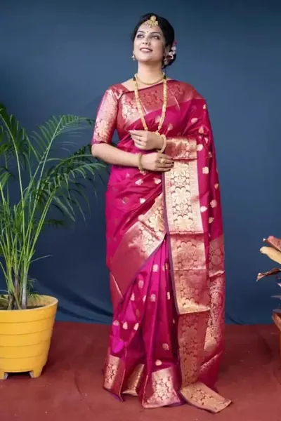 Elegant Silk Blend Saree with Blouse piece For Women