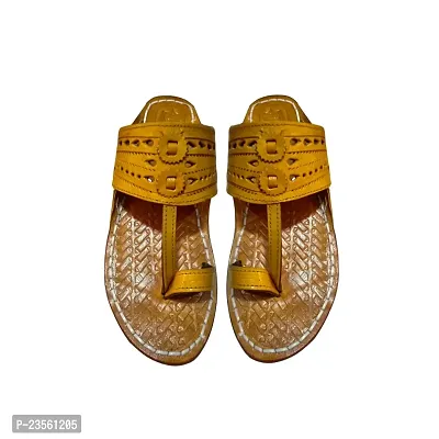 Men's Kohlapuri Slipper | Chappal | Sandal (Yellow, numeric_10)