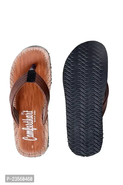 Comfertkart Men's flip Flop Chappal | Rexin Chappals for Men with Rubbber Sole, Lightweight  Stylish Casual Slip-on, Floater-thumb3