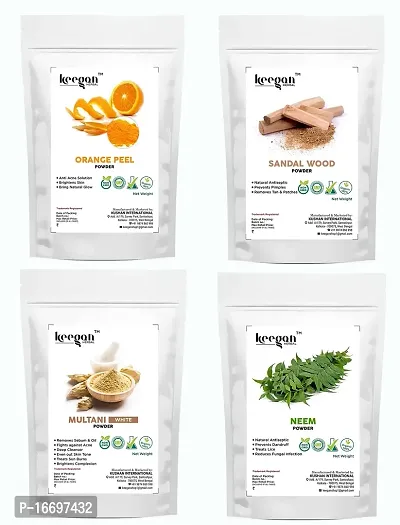 Keegan Herbal Orange Peel Powder(50g),Multani Mitti Powder(100g),Sandalwood Powder(50g), Neem Powder(50g) Combo Skin,Face Care (250g)