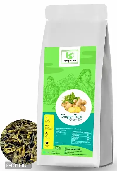 Keegan Tea Pure Darjeeling Ginger Tulsi Green Tea 200 Gram Pouch