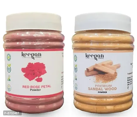 Keegan 100% Natural  Pure Red Rose Petal  Premium Sandalwood Powder Combo For Skin Care | Each 75gram Jar | Total 150gm