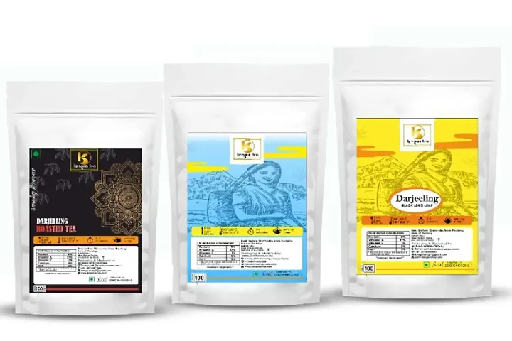 Keegan Tea Pure Darjeeling Long Leaf,Darjeeling Fannings Tea,Darjeeling Roasted Tea Pouch Combo (100gn+100gm+100gm)