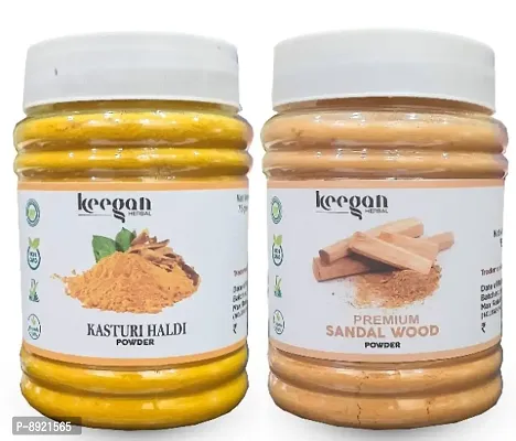 Keegan 100% Natural  Pure Sandalwood Powder  Kasturi Haldi Powder Combo(Each 75gram) Total 150gm