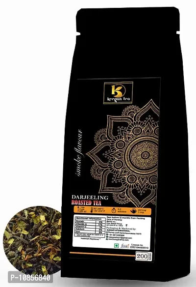 Keegan Tea Pure Darjeeling Roasted Black  Long Leaf Tea 200gram Pouch | Authentic Darjeeling Tea | Smoky Roasted Tea-thumb0