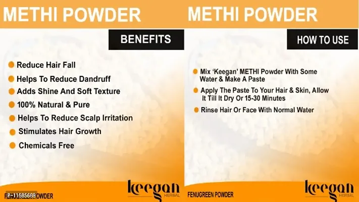 Keegan Herbal Natural  Pure Indigo Powder  Methi Seed Powder Combo For Hair Care | 100gmx2-thumb2