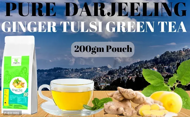 Keegan Tea Pure Darjeeling Ginger Tulsi Green Tea 200 Gram Pouch-thumb3