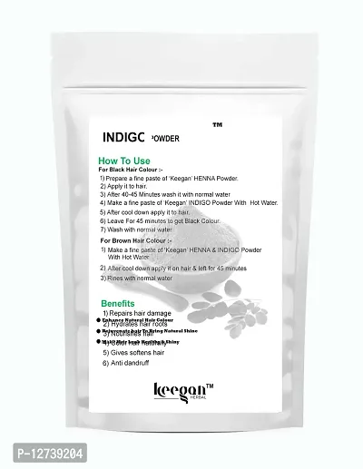 Keegan Herbal Natural  Pure Indigo Powder For Hair Care 500gm Pouch-thumb2