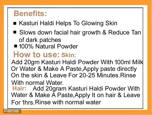 Keegan 100% Natural  Pure Kasturi Haldi Powder  Red Rose Petal Powder Combo(Each 75gm) Total 150gm-thumb2