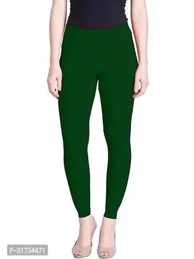 Fabulous Green Cotton Solid Leggings For Women-thumb0