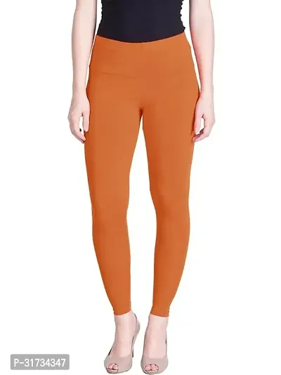 Fabulous Orange Cotton Solid Leggings For Women