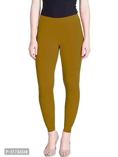 Fabulous Olive Cotton Solid Leggings For Women