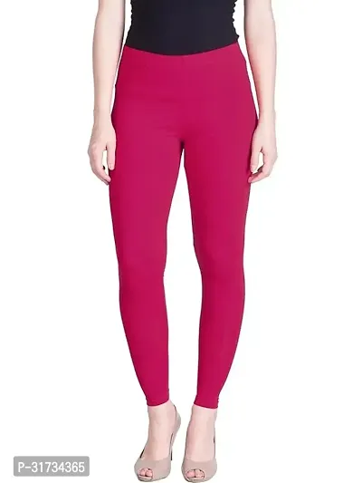 Fabulous Pink Cotton Solid Leggings For Women-thumb0