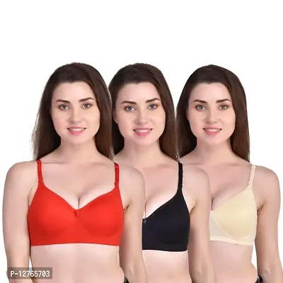 Womens Cotton Seamless Padded Bra Pack Of 3