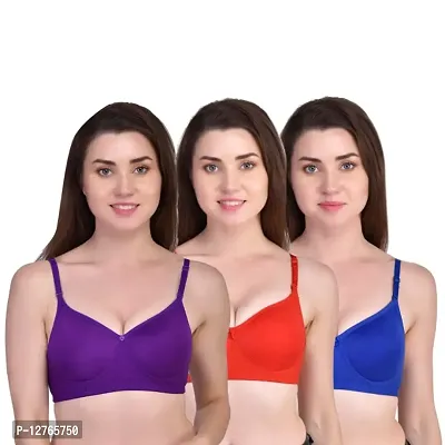 Womens Cotton Seamless Padded Bra Pack Of 3