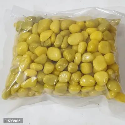 Yellow color stone pebbles - pack of 1 kg - mix size. Suitable for Aquarium/Garden and general decoration.-thumb0